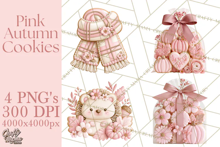 Pink Autumn Cookies Clipart PNG