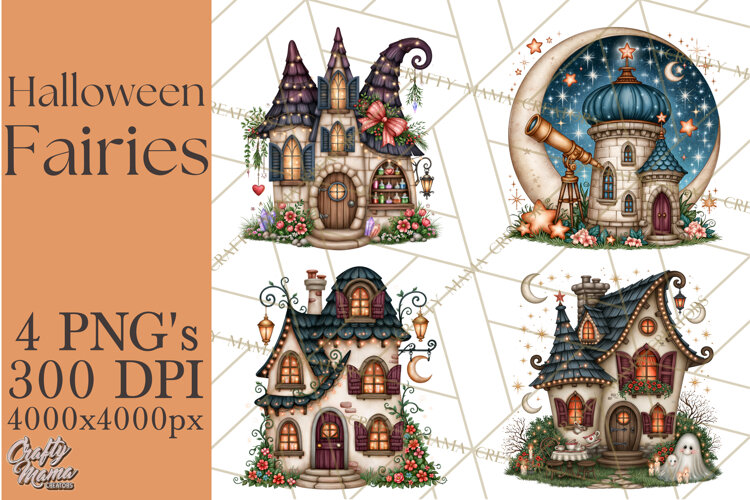 Midnight Halloween Fairy World PNG, Fall Fairies example image 1