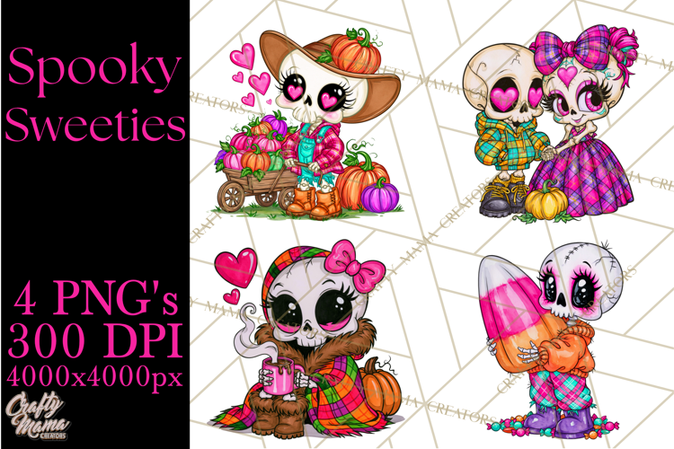 Cute Halloween Skeleton Clipart PNG, Creepy Cute Fall Decor