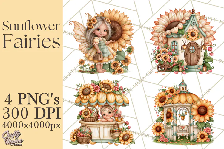 Sunflower Fairy World PNG, Fall Fairies
