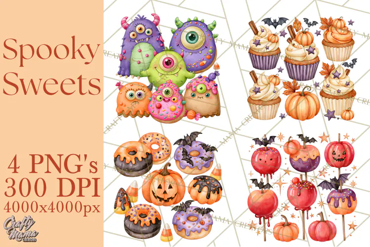 Spooky Halloween Desserts Clipart PNG