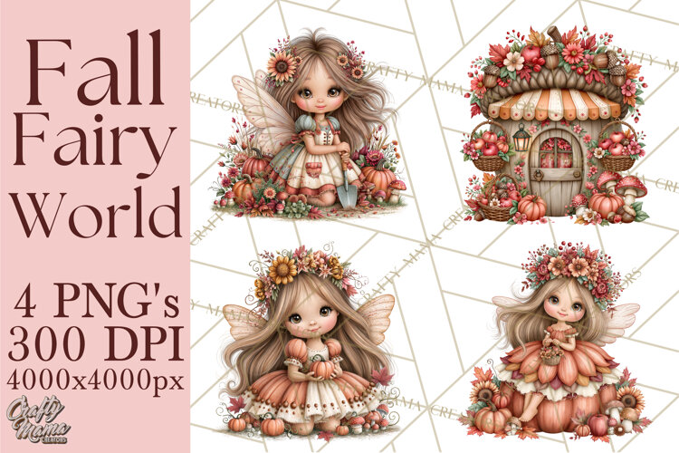 Enchanted Autumn Fairy World PNG, Fall Fairies example image 1