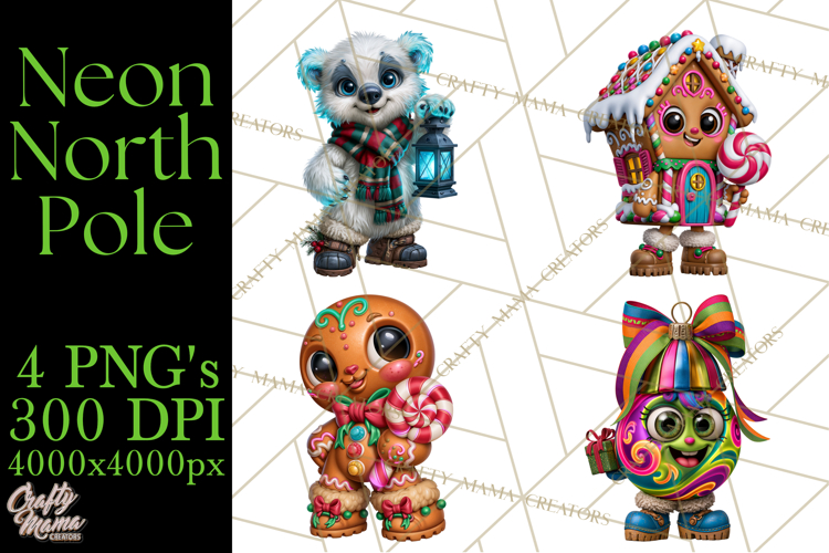 Neon North Pole PNG Christmas Clipart