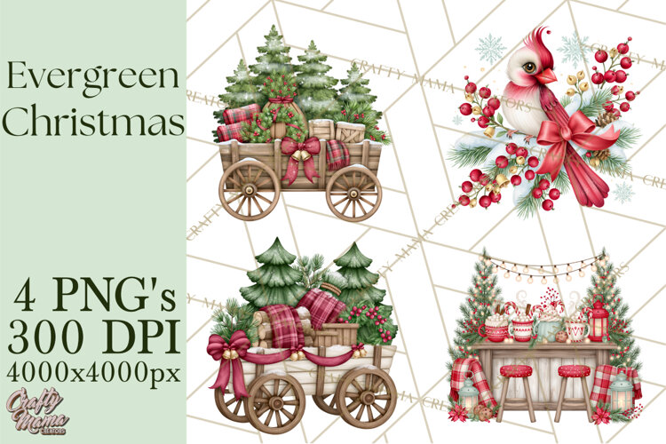 Christmas Tree Farm PNG Clipart, Santa & Elf Characters example image 1
