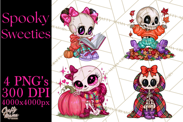 Cute Halloween Skeleton Clipart PNG, Creepy Cute Fall Decor