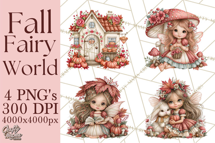 Enchanted Autumn Fairy World PNG, Fall Fairies example image 1