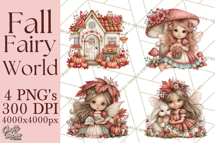 Enchanted Autumn Fairy World PNG, Fall Fairies