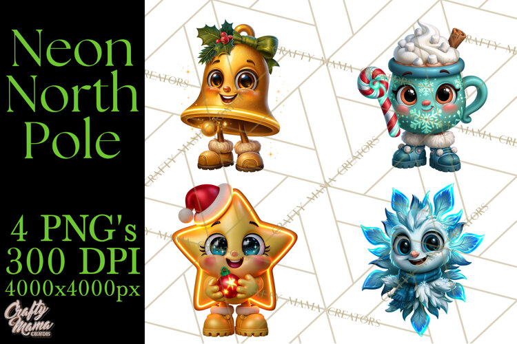 Neon North Pole PNG Christmas Clipart example image 1