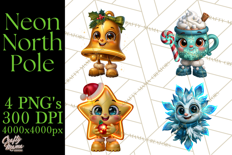 Neon North Pole PNG Christmas Clipart