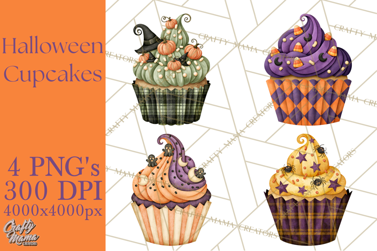 Halloween Cupcake Clipart PNG, Halloween Sweet Treats