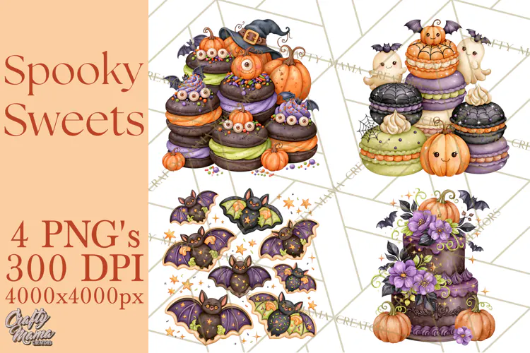 Spooky Halloween Desserts Clipart PNG