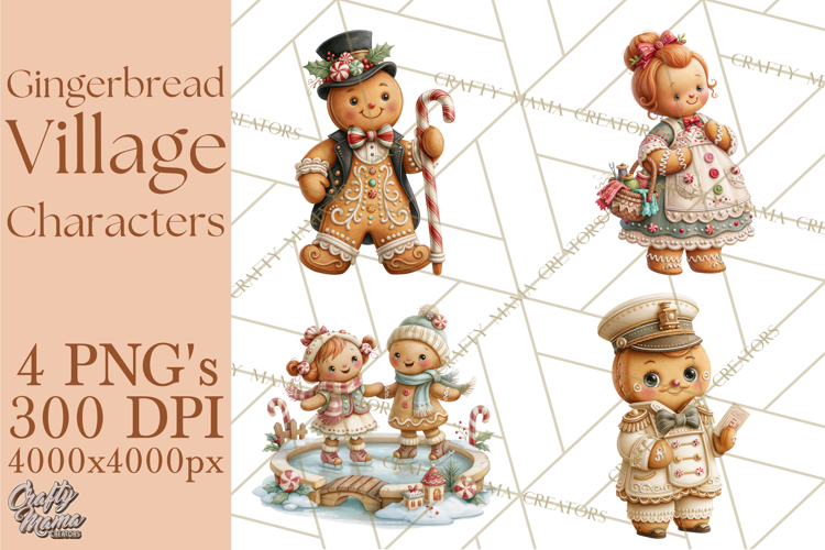 Gingerbread Village Characters PNG Clipart