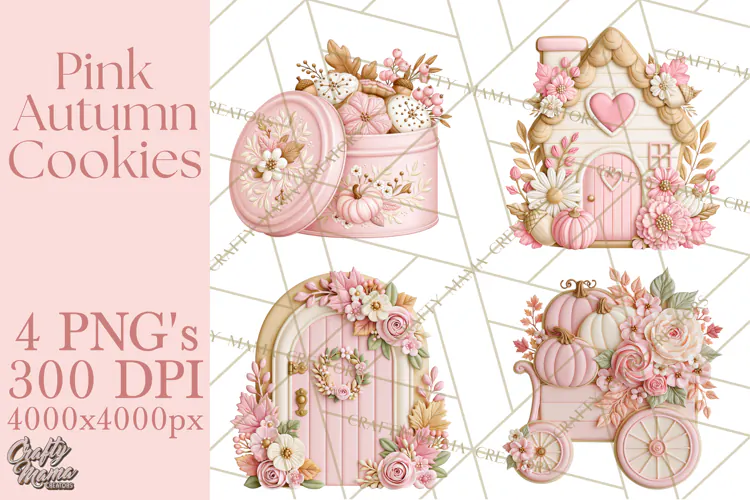 Pink Autumn Cookies Clipart PNG