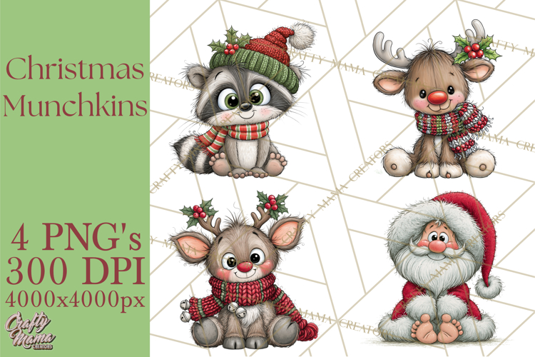 Christmas Munchkins Cute Holiday Clipart PNG