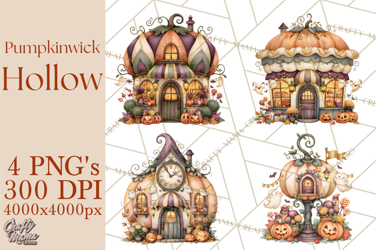 Whimsical Halloween Town Clipart PNG