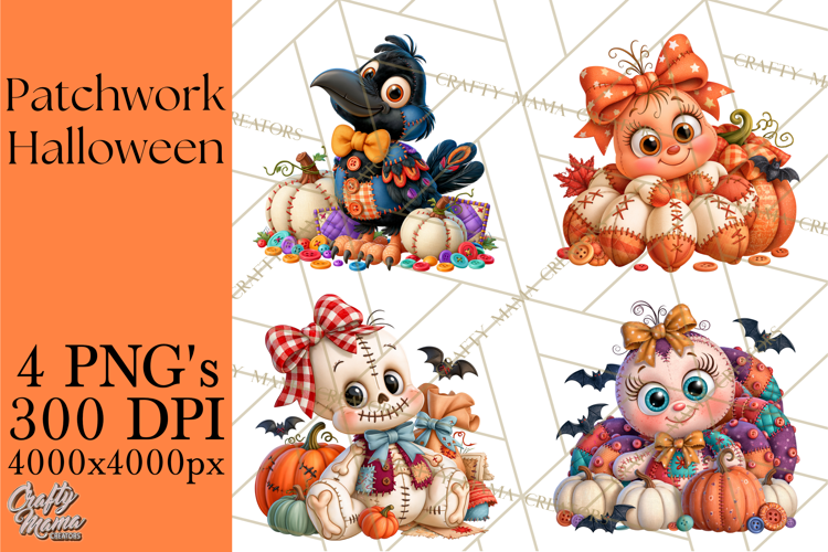 Patchwork Halloween Clipart PNG