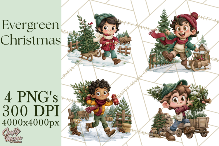 Christmas Tree Farm PNG Clipart, Santa & Elf Characters