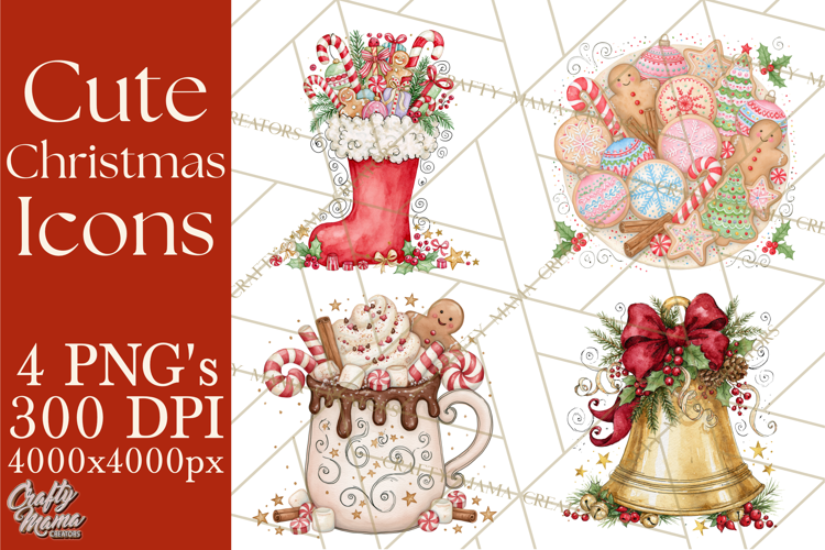 Christmas Characters Watercolor PNG Clipart