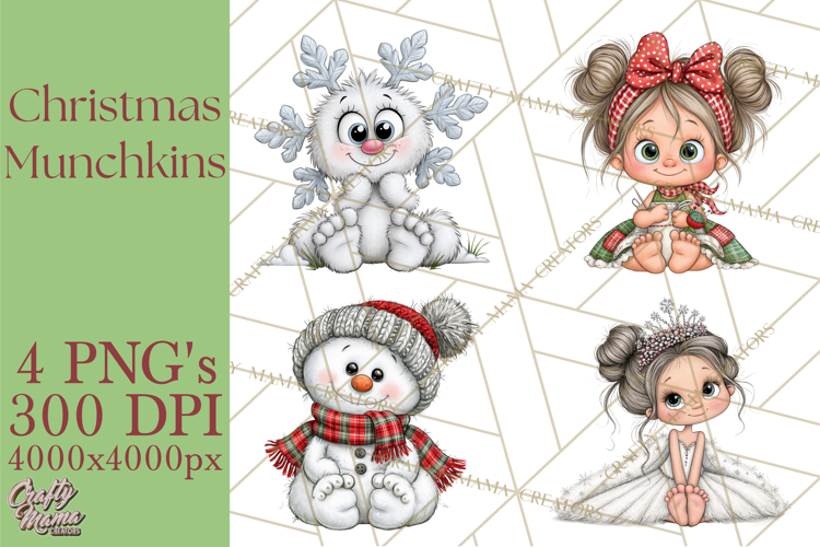 Christmas Munchkins Cute Holiday Clipart PNG