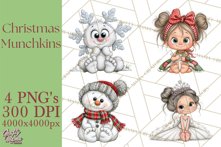 Christmas Munchkins Cute Holiday Clipart PNG