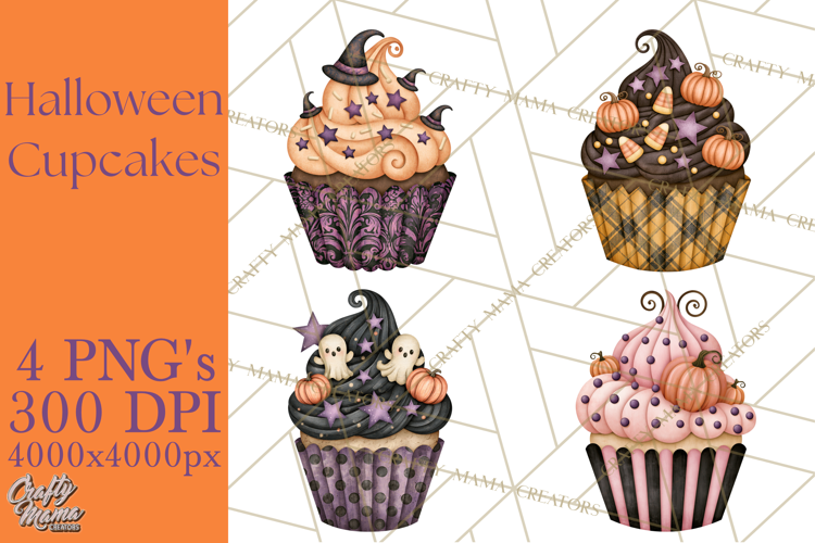 Halloween Cupcake Clipart PNG, Halloween Sweet Treats