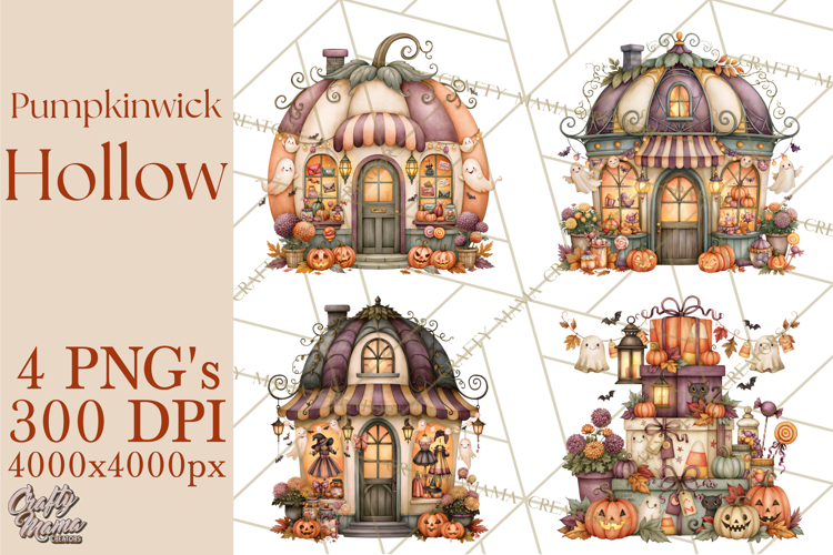 Whimsical Halloween Town Clipart PNG