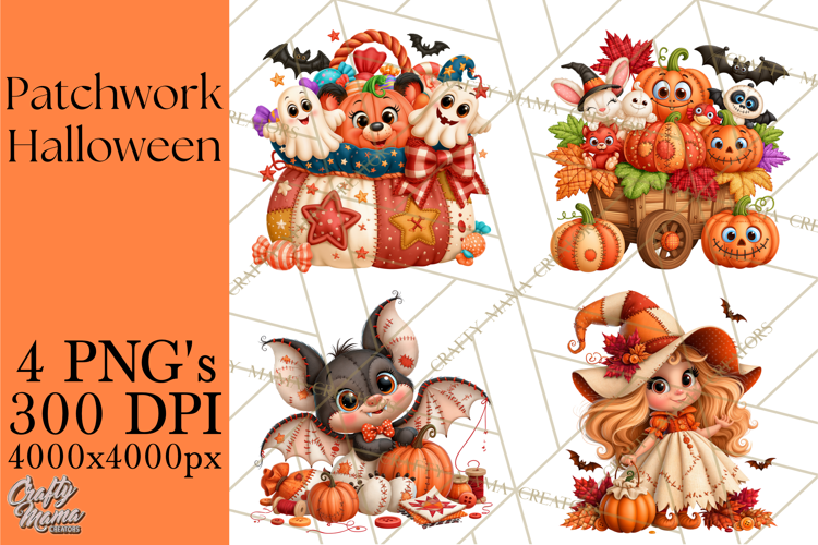 Patchwork Halloween Clipart PNG