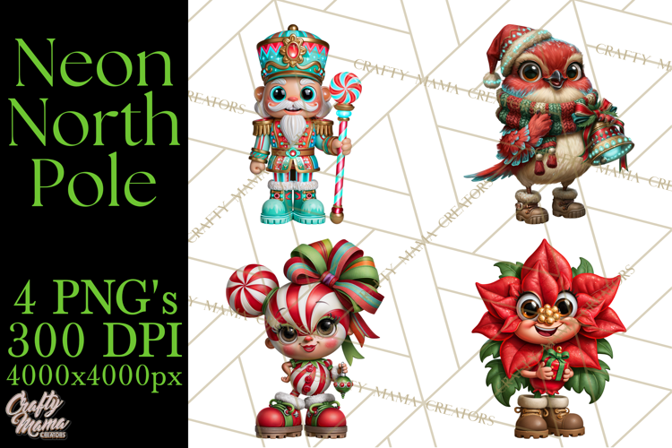 Neon North Pole PNG Christmas Clipart
