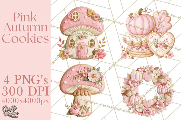 Pink Autumn Cookies Clipart PNG