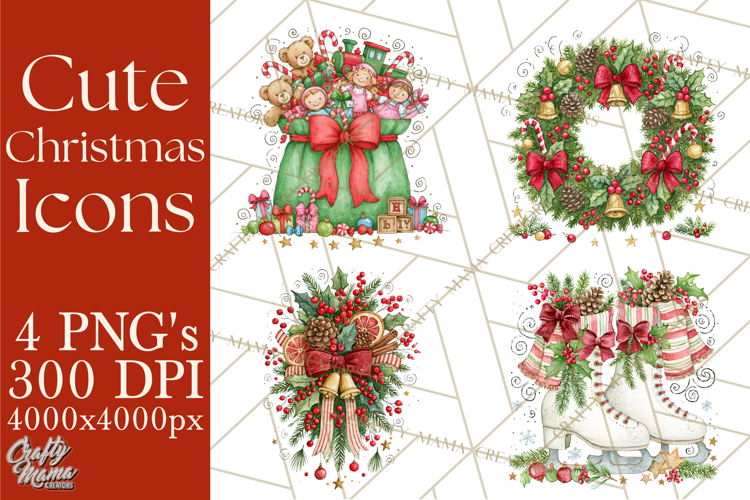 Christmas Characters Watercolor PNG Clipart