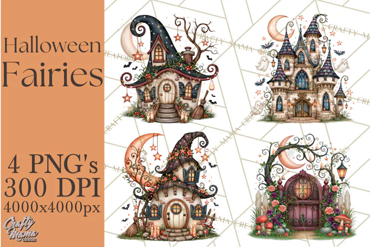Midnight Halloween Fairy World PNG, Fall Fairies