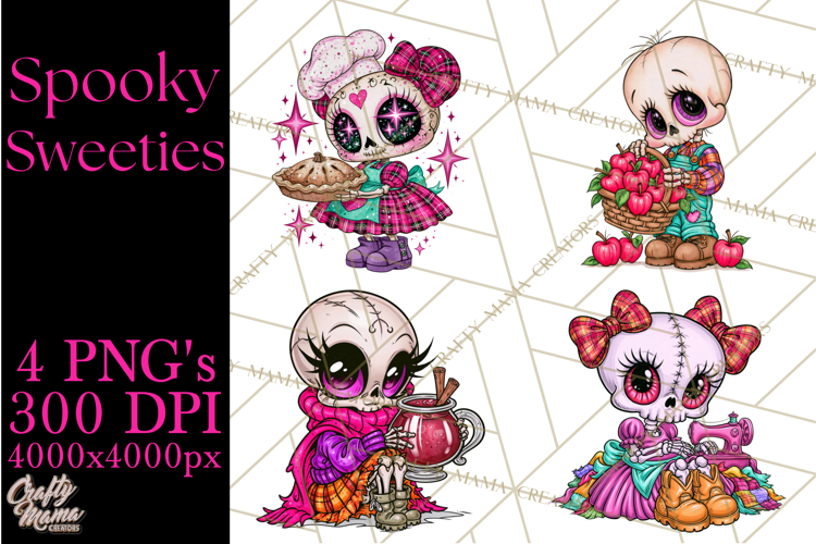 Cute Halloween Skeleton Clipart PNG, Creepy Cute Fall Decor