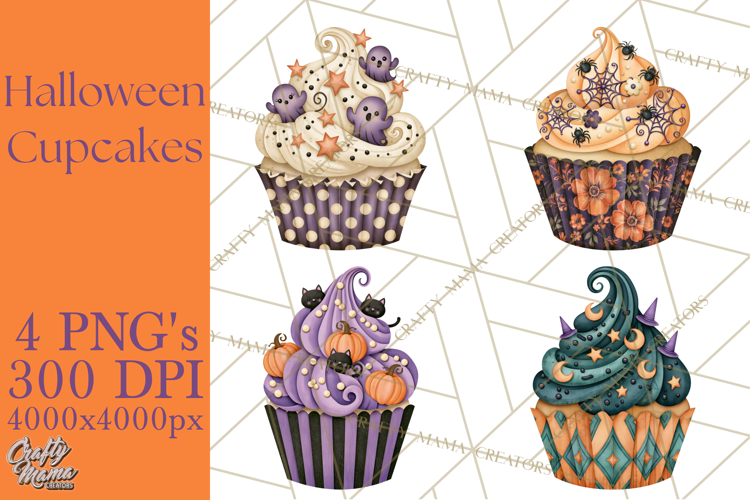 Halloween Cupcake Clipart PNG, Halloween Sweet Treats