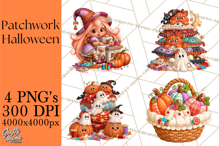 Patchwork Halloween Clipart PNG