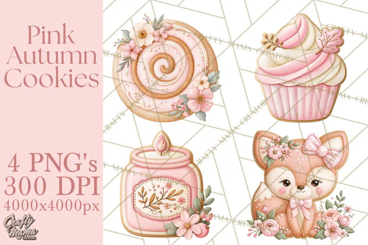 Pink Autumn Cookies Clipart PNG