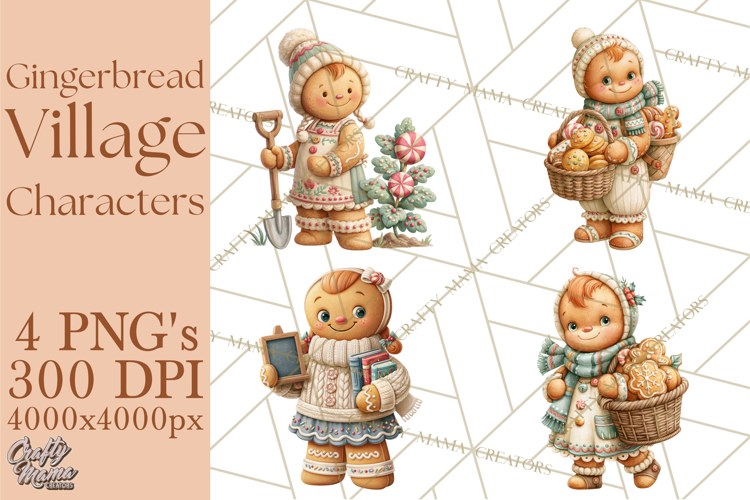 Gingerbread Village Characters PNG Clipart