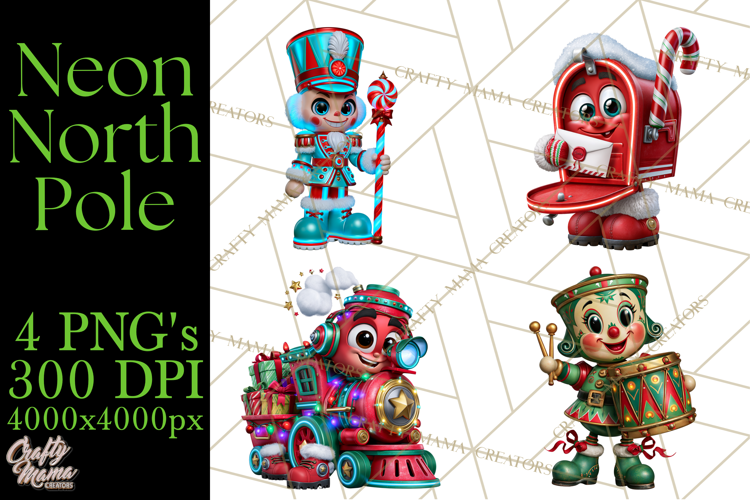 Neon North Pole PNG Christmas Clipart
