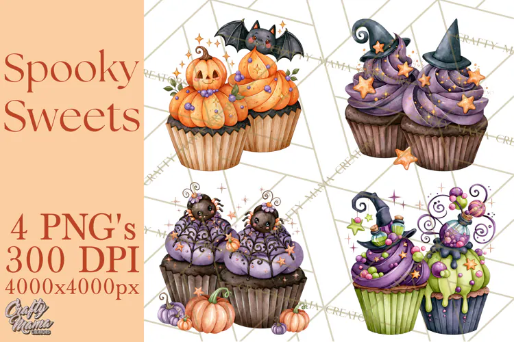 Spooky Halloween Desserts Clipart PNG