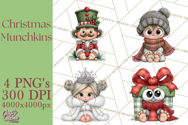 Christmas Munchkins Cute Holiday Clipart PNG
