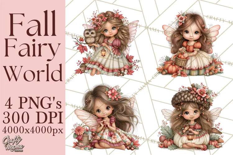 Enchanted Autumn Fairy World PNG, Fall Fairies