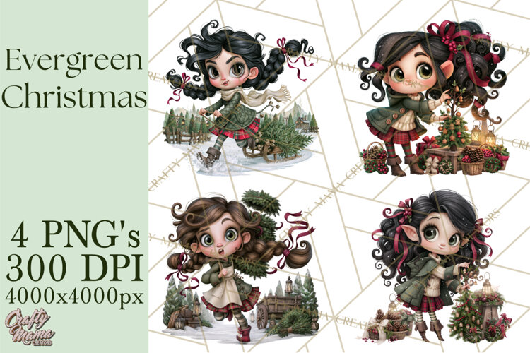 Christmas Tree Farm PNG Clipart, Santa & Elf Characters example image 1