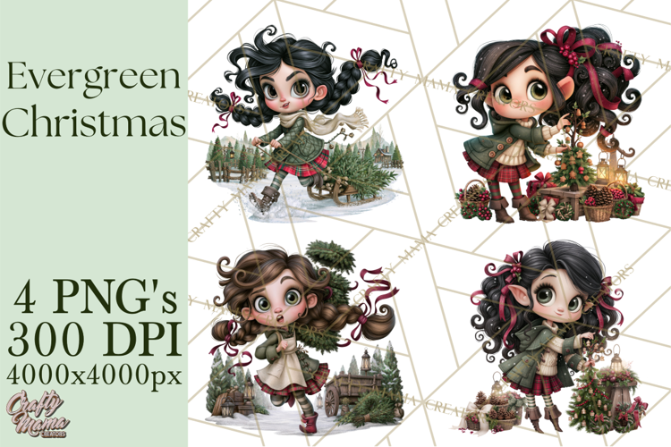 Christmas Tree Farm PNG Clipart, Santa & Elf Characters