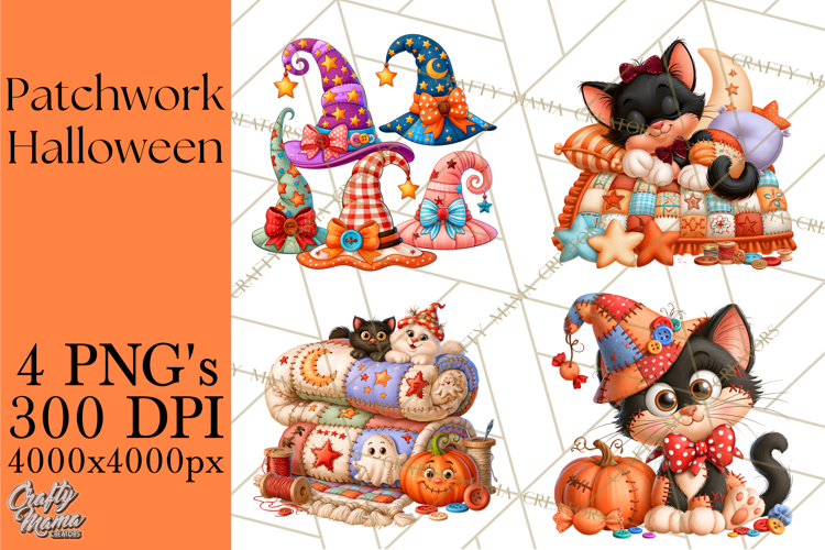 Patchwork Halloween Clipart PNG