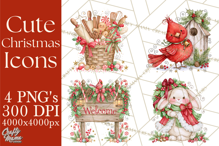 Christmas Characters Watercolor PNG Clipart