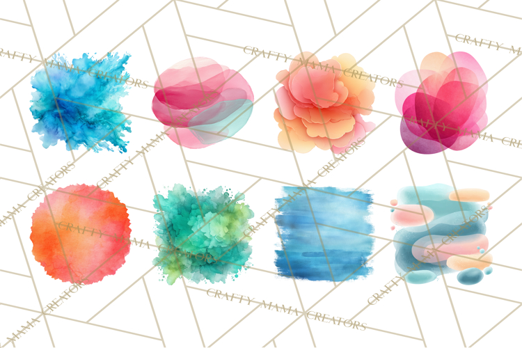 Watercolor Clipart, Abstract Watercolor Elements, Blobs Png example image 1