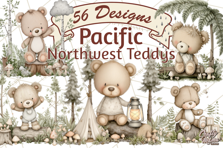 Pacific Northwest Teddy Bear Woodland Clipart
