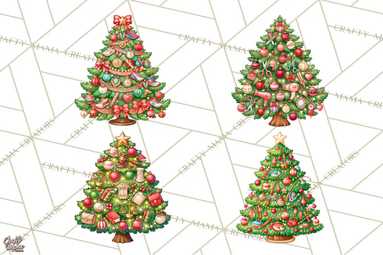 Sports & Occupations Christmas Trees Clipart