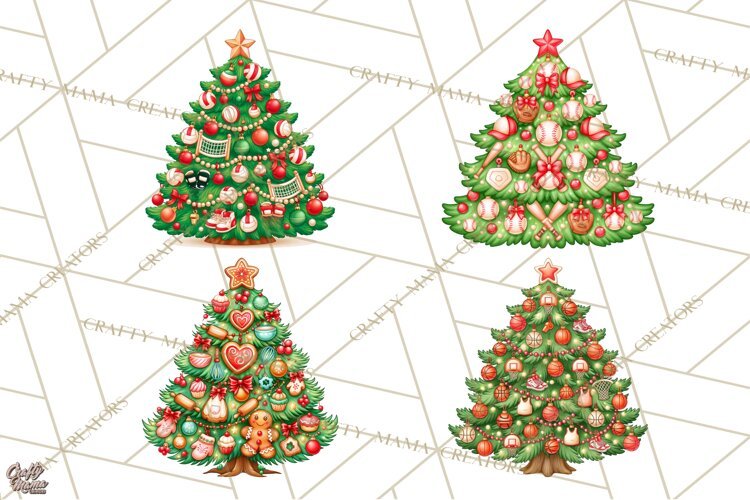 Sports & Occupations Christmas Trees Clipart example image 1