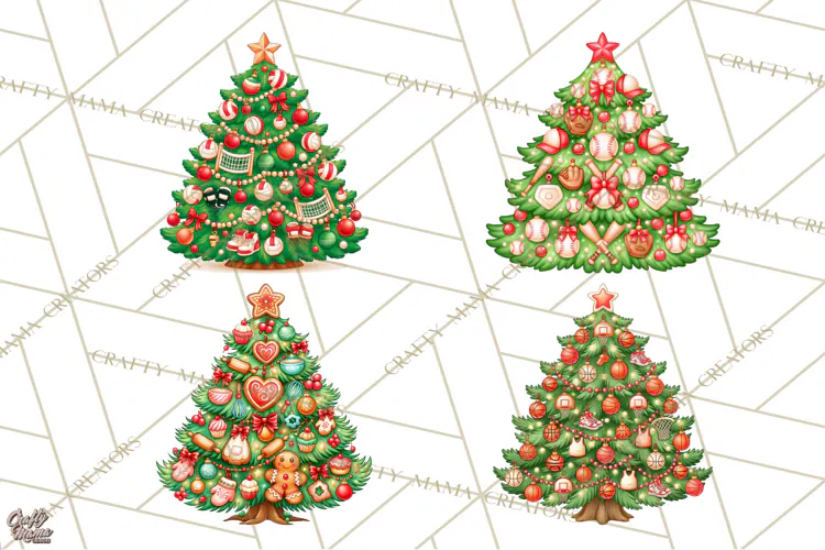 Sports & Occupations Christmas Trees Clipart