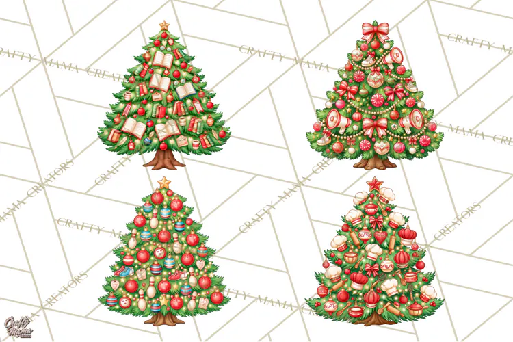 Sports & Occupations Christmas Trees Clipart
